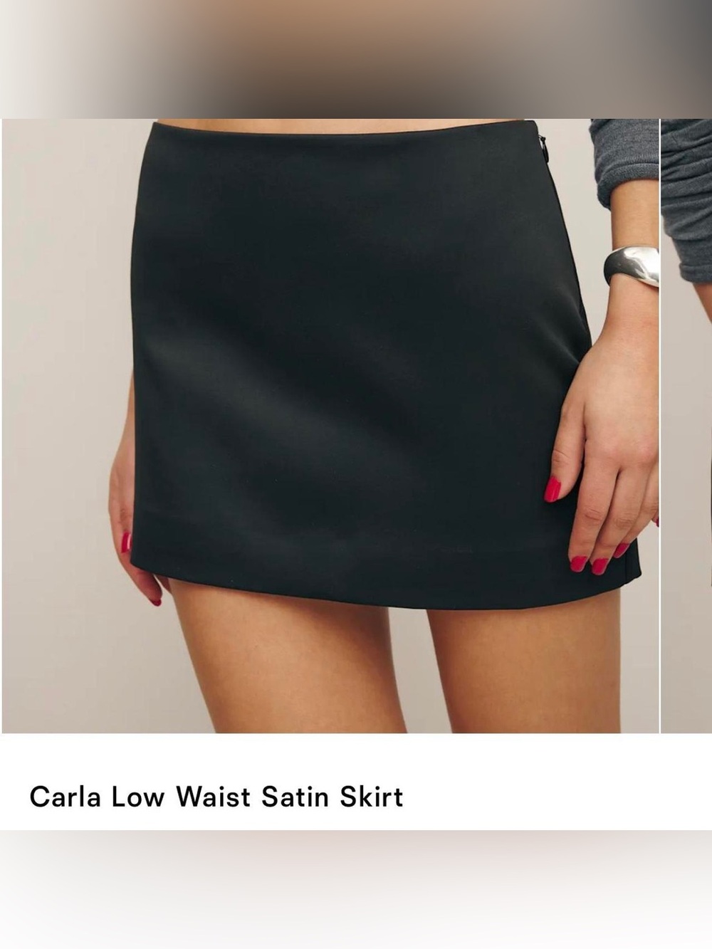 Reformation Carla Low Waist Satin Mini Skirt - Black Size 6 NWT